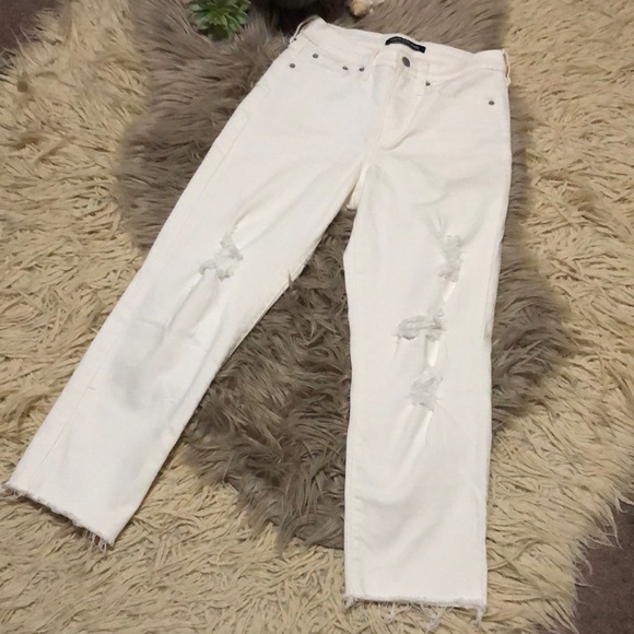 CK High Rise Straight-Sz 26-Cotton-White-Cut Distressed Cuffs - Picture 2 of 16